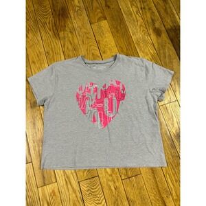 Under Armour Girls Gray Heart Logo Loose Fit Short‎ Sleeve T-Shirt YXL